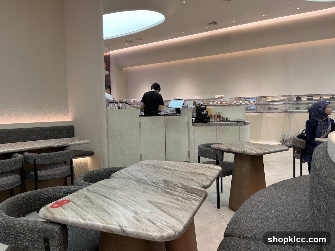 Cafe Interior with Seating and Counter