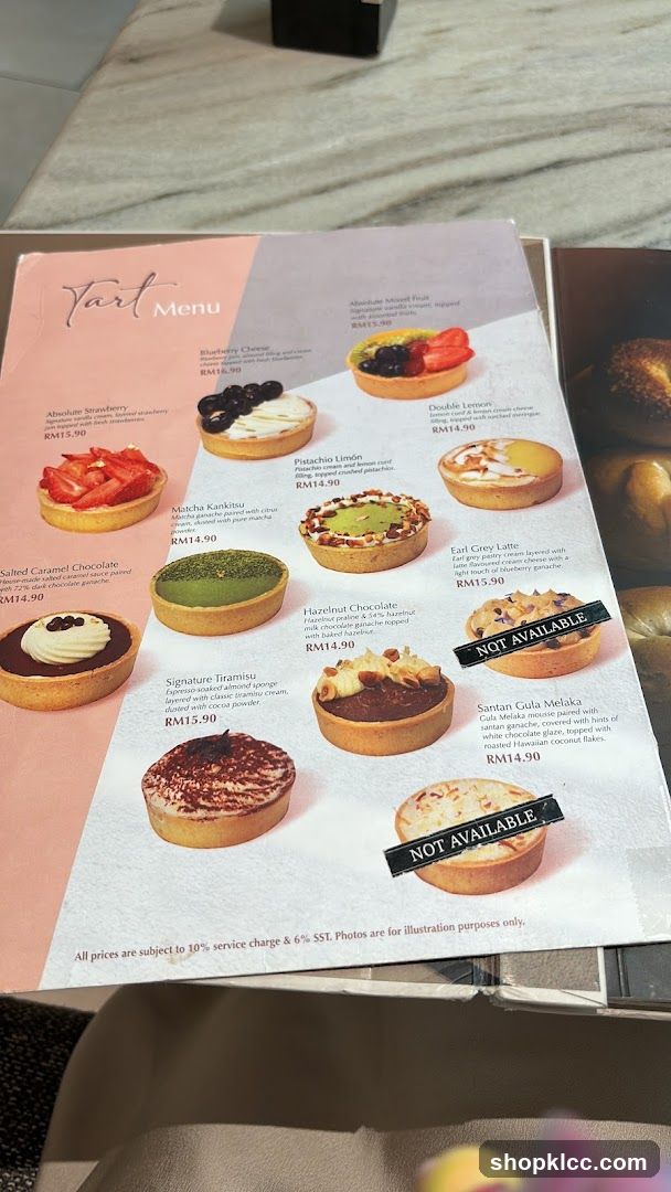 Tart Menu