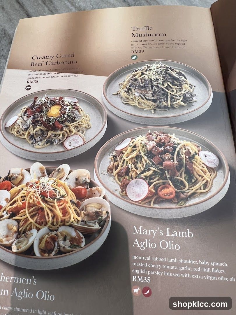 Pasta Menu
