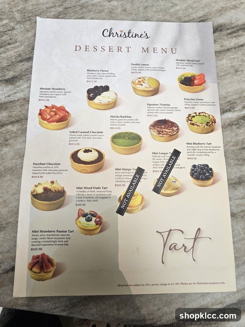 Christine's DESSERT MENU