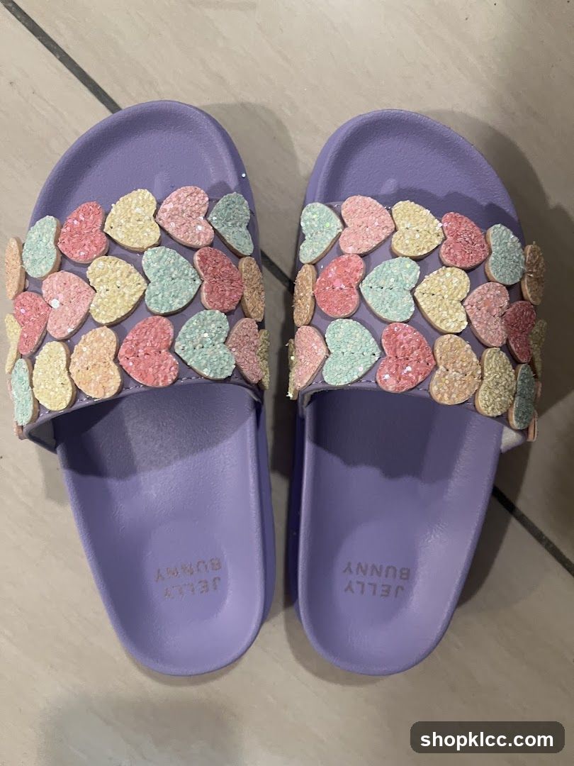 Purple Slides with Heart Embellishments