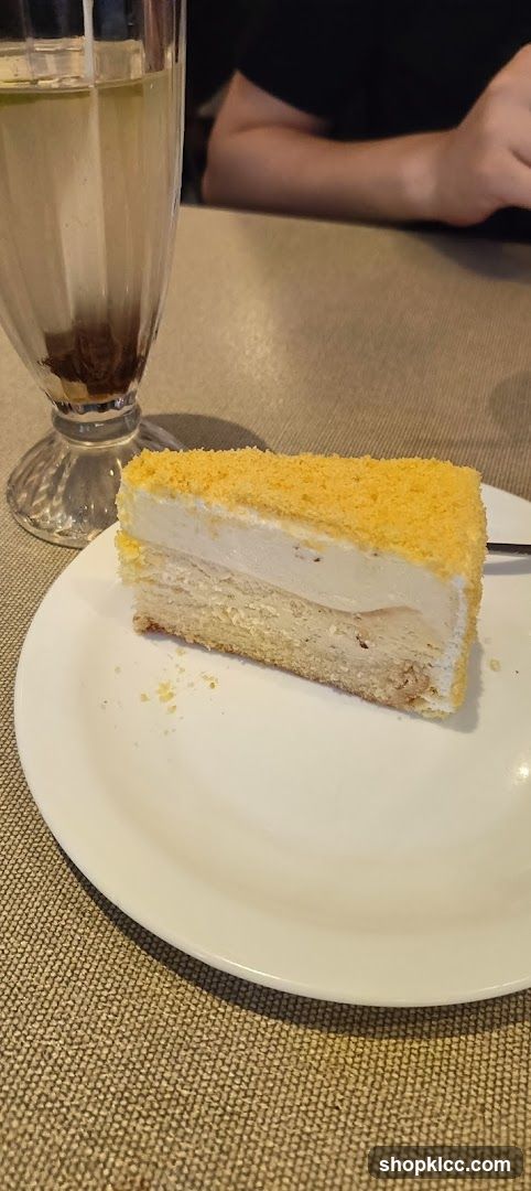 Slice of cake with drink