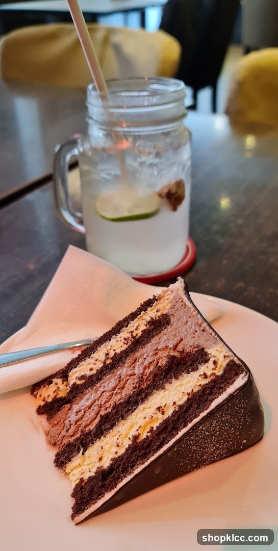 Chocolate Layer Cake and Drink