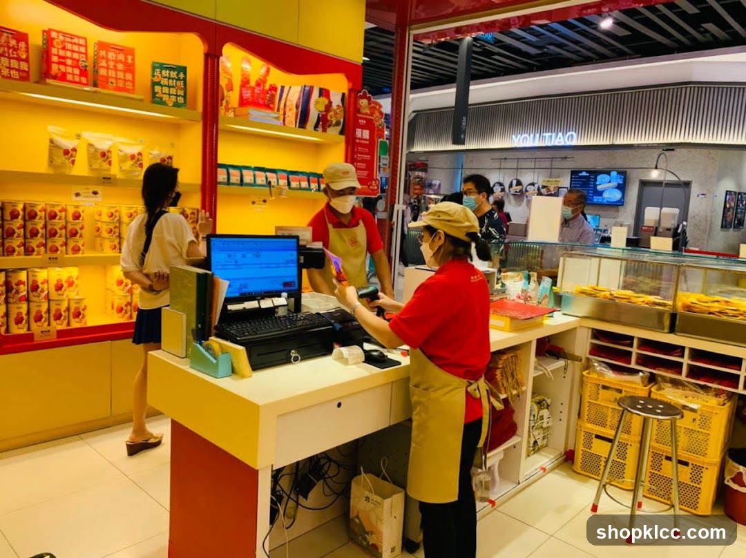Store Interior with Staff and Customer