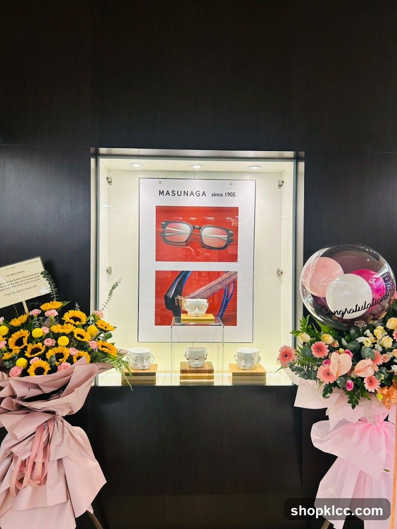 Eyewear Display with Floral Arrangements