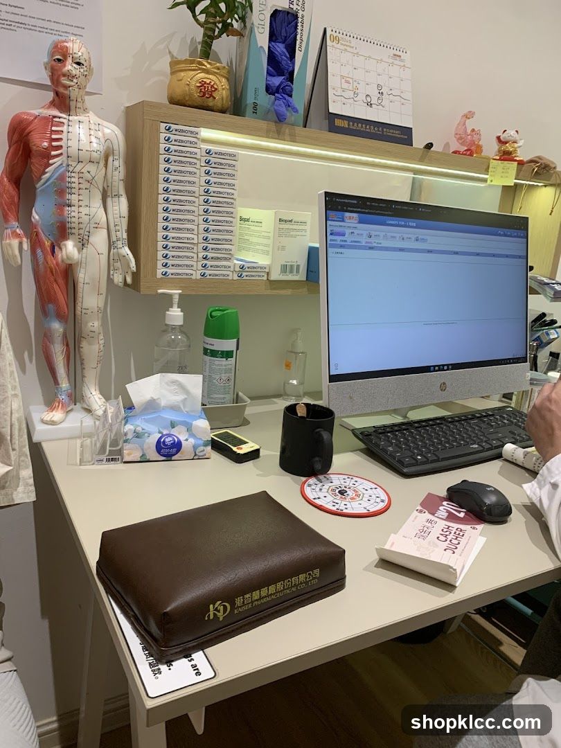 Desk with Medical Model and Computer