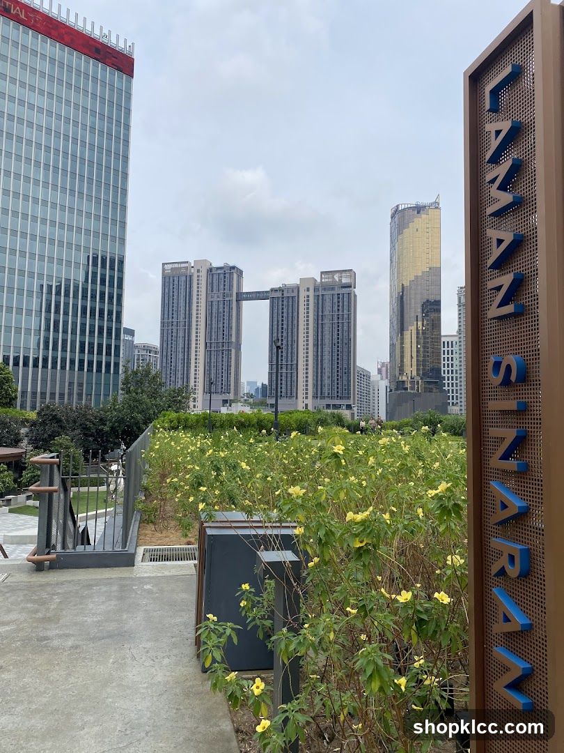 Urban Park with City Skyline