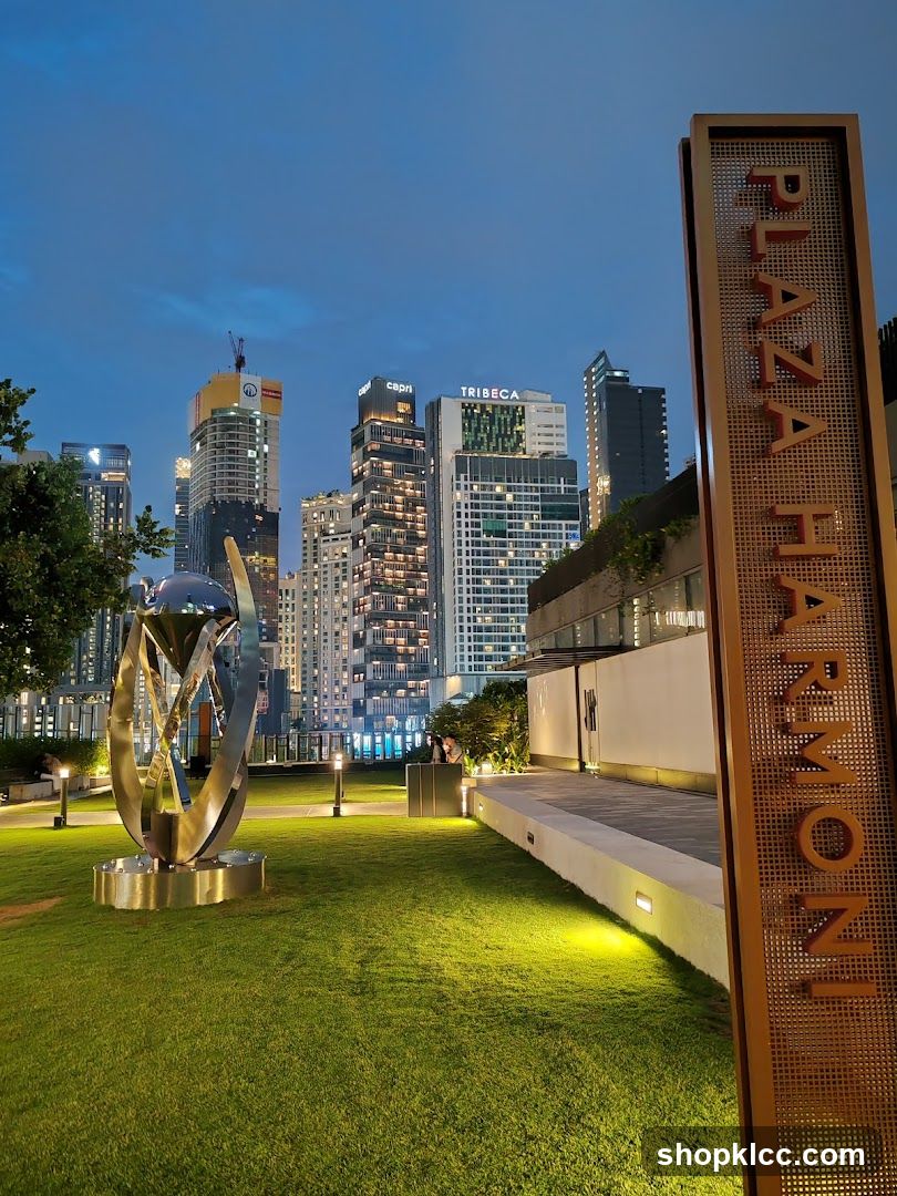 Plaza Harmony Signage with City Skyline