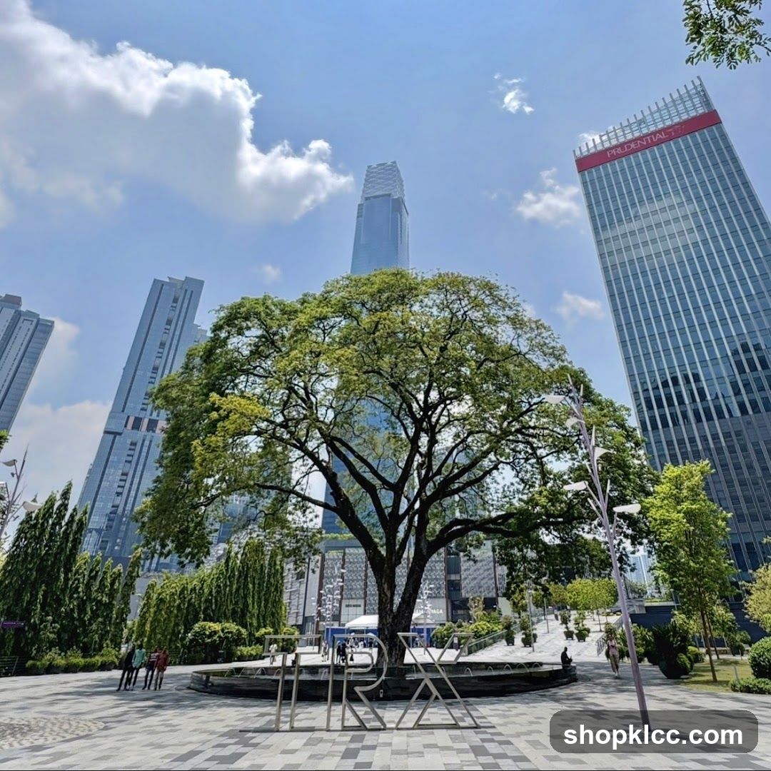 Cityscape with Large Tree and Skyscrapers