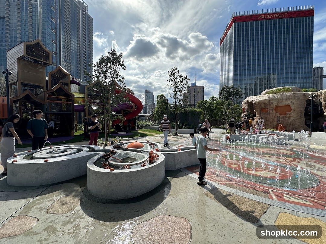 Children's Play Area with Water Features and Playground