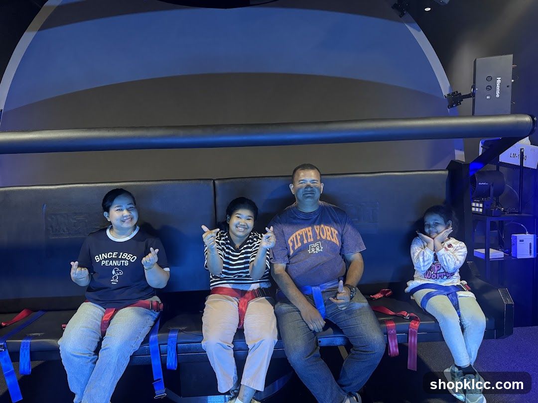 Family in a VR or simulation seat