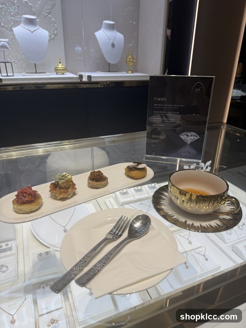 Jewelry Display with Food and Drinks