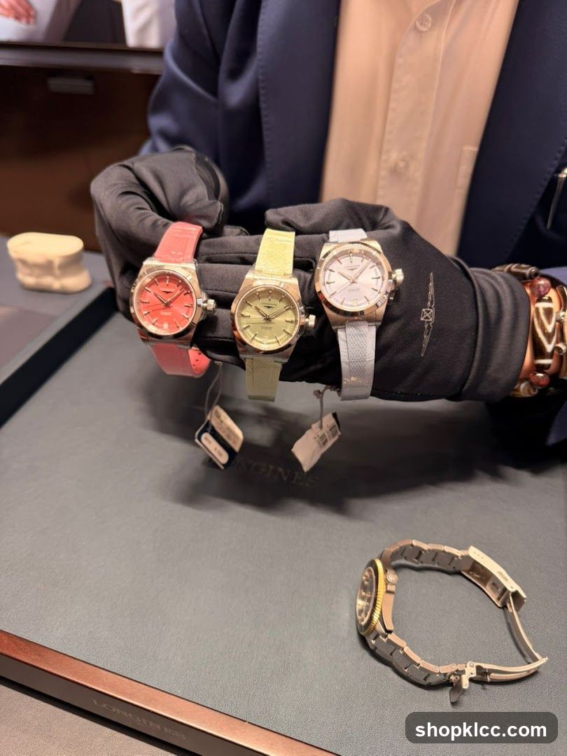 Three watches displayed