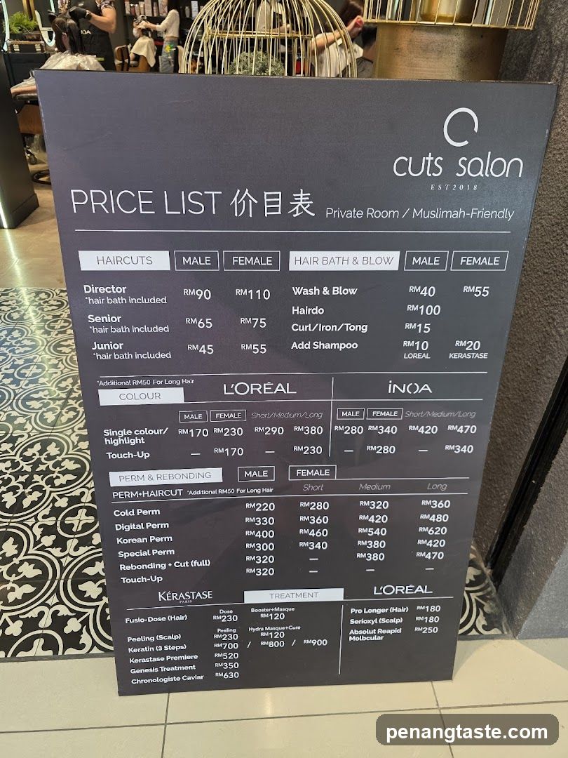 Cuts Salon Price List