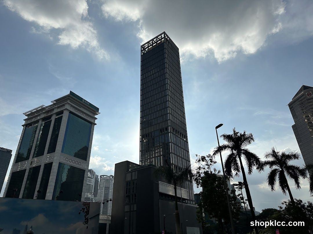 Cityscape with Tall Buildings and Palm Trees