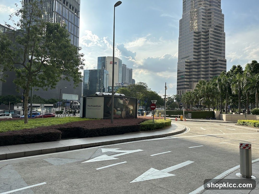 Urban street with modern buildings and advertising display
