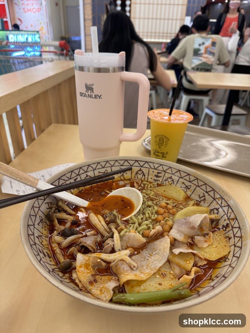 Spicy Noodle Soup with Pork and Mushrooms