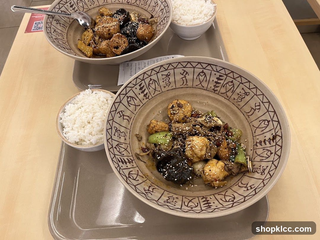 Two bowls of food with rice