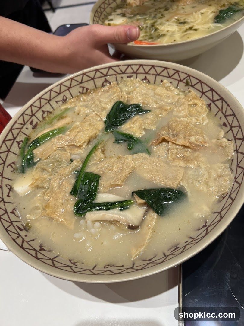 Soup with Tofu Skin and Spinach