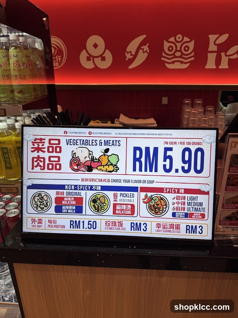 Vegetables & Meats Menu