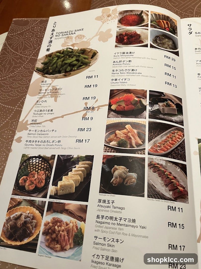 Sushi and Sashimi Menu