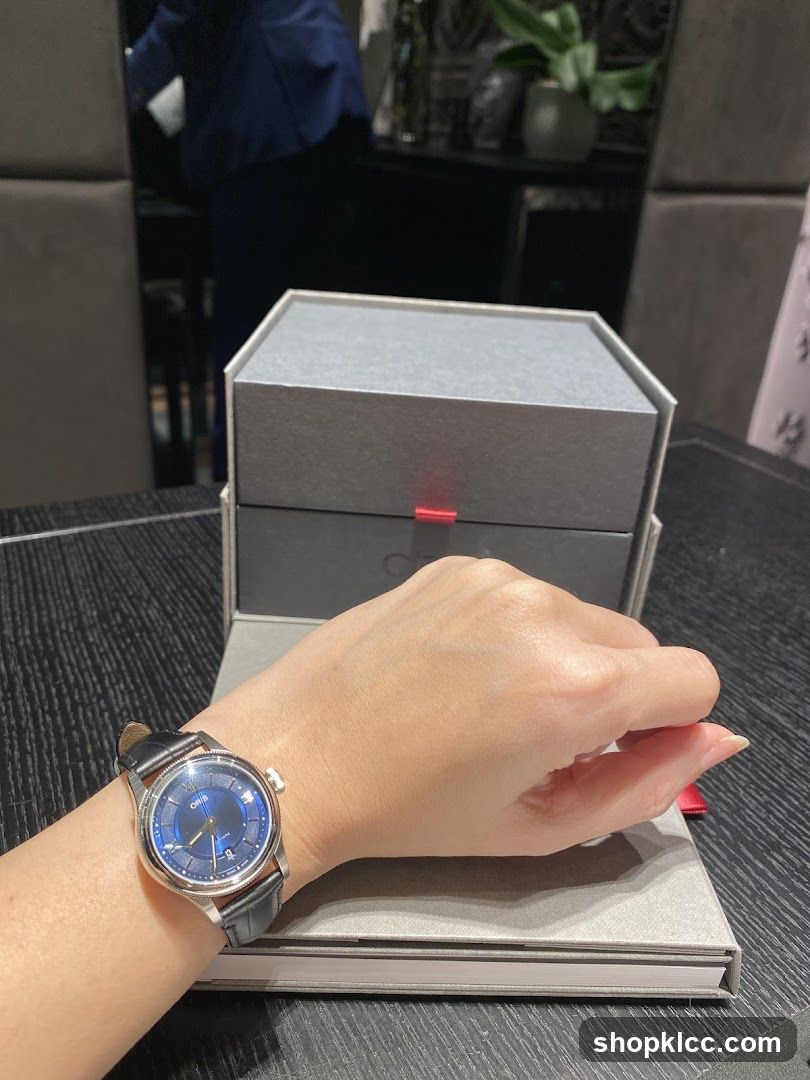 Watch on wrist with presentation box
