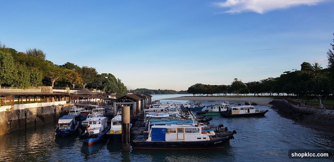 Boats docked at a pier with a waterfront promenade