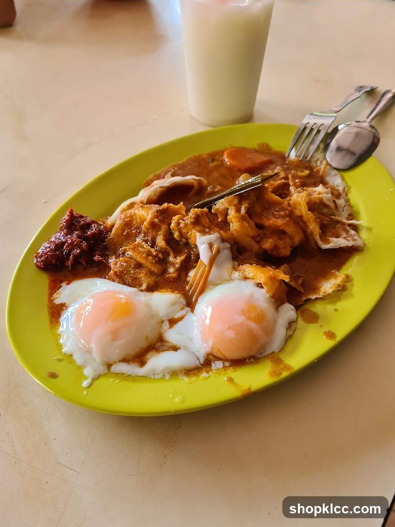 Roti Canai with Eggs and Curry