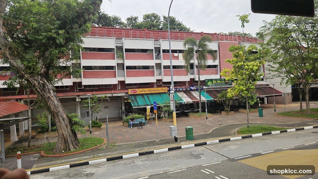 Street view of shops and restaurants