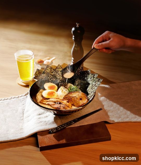 Ramen Dish with Toppings and Drink