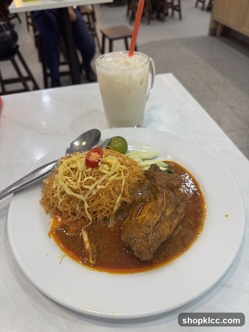 Nasi Lemak with Chicken Rendang