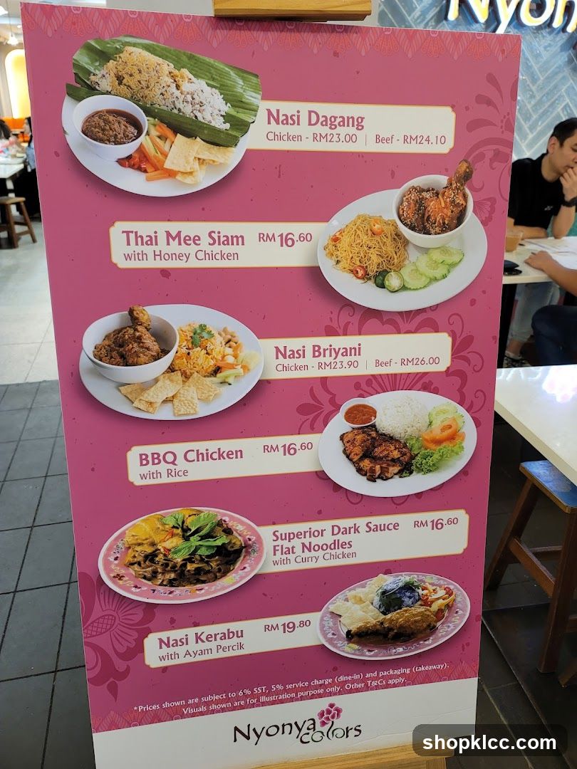 Nyonya Colors Menu