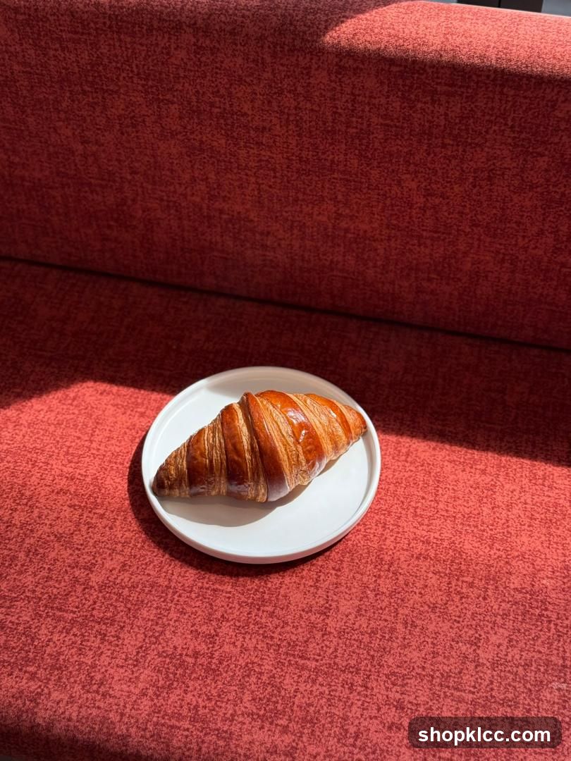 Croissant on Red Sofa