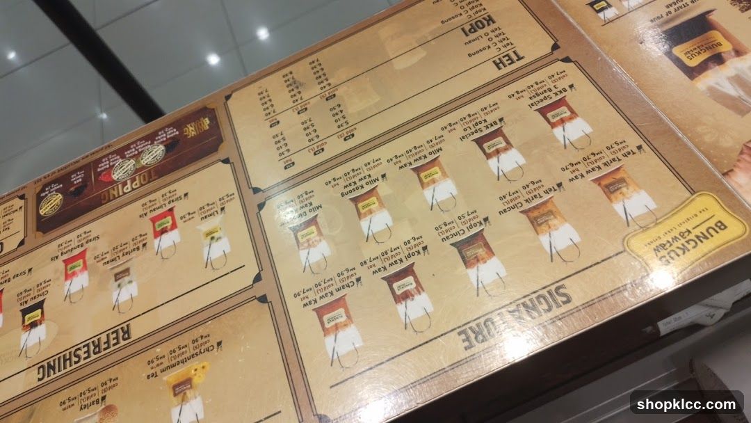 Bun Chai Tea Menu Display