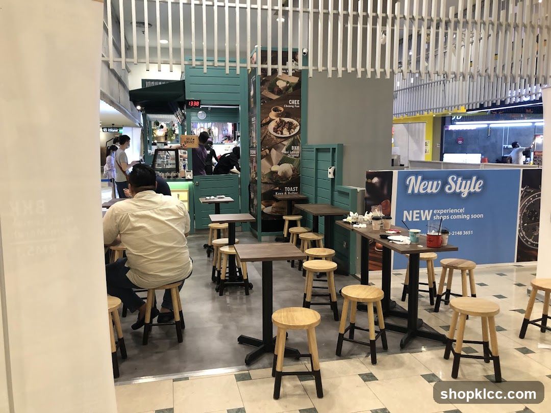 Food Court Interior with Seating Area