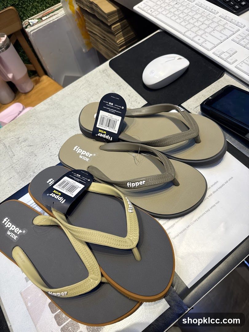 Flip-flops on a desk