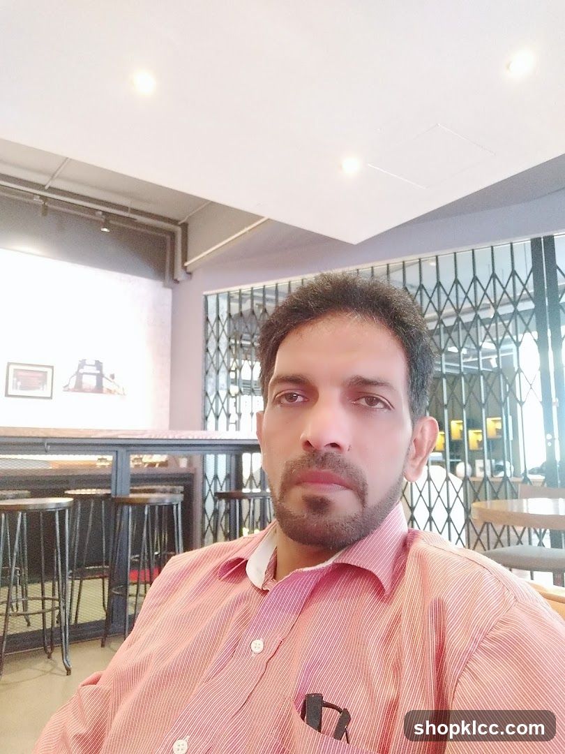 Selfie in a cafe interior