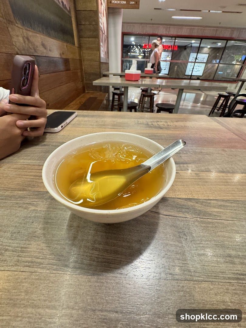 Bowl of soup on a table