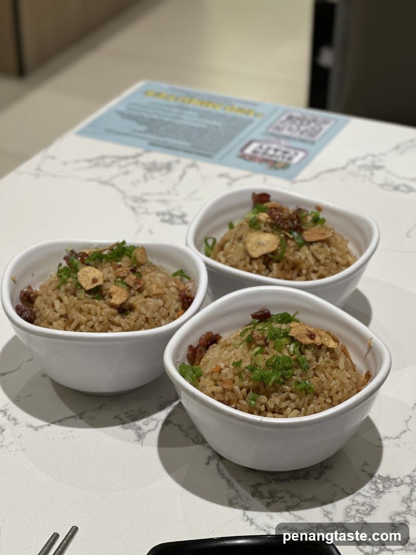Three bowls of fried rice