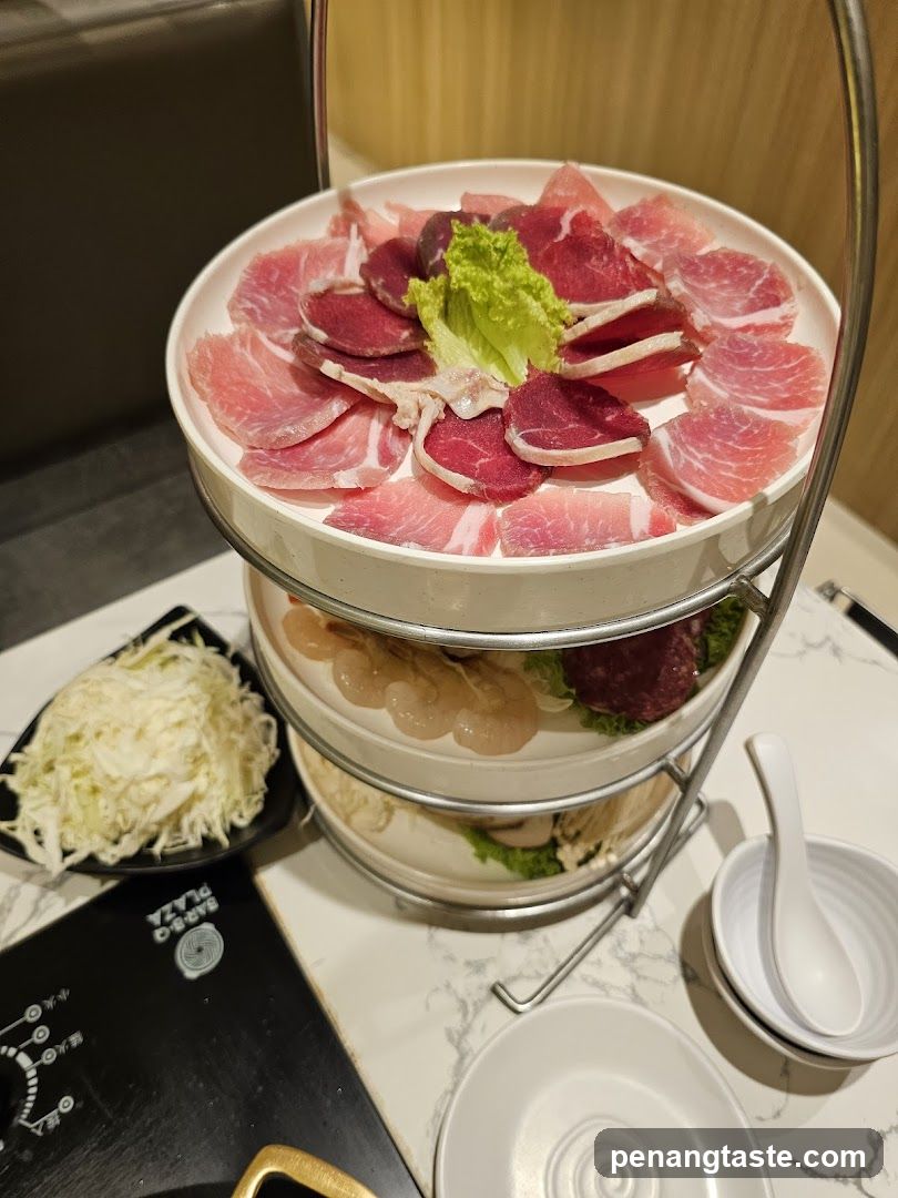 Tiered Platter of Sliced Meats and Seafood