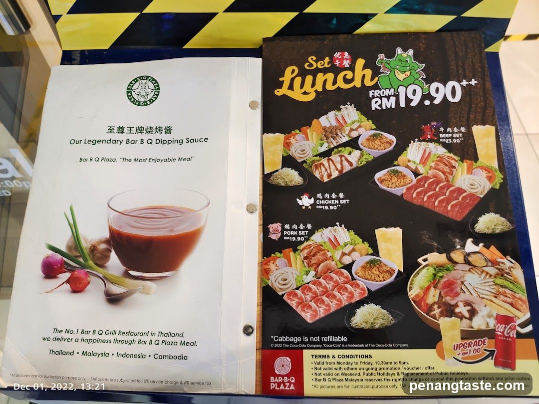 Bar BQ Plaza Set Lunch Menu