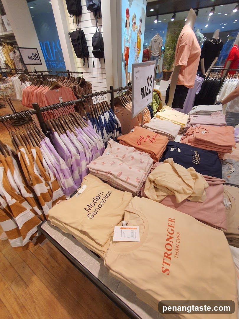 T-shirts displayed in a store