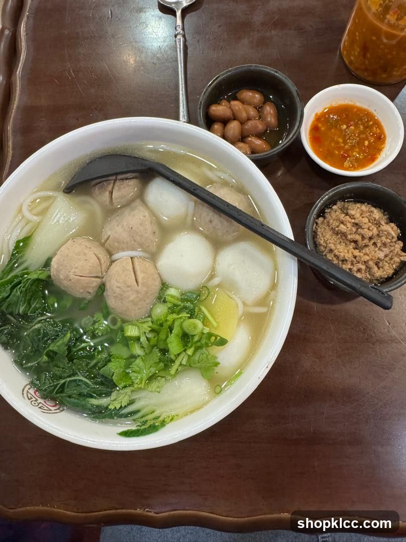 Noodle Soup with Meatballs and Greens