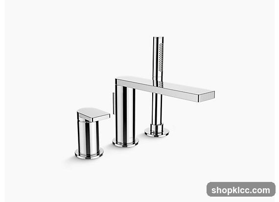 Chromed Bathroom Faucet Set with Handheld Showerhead