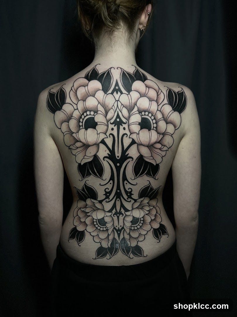 Back Tattoo with Floral Design