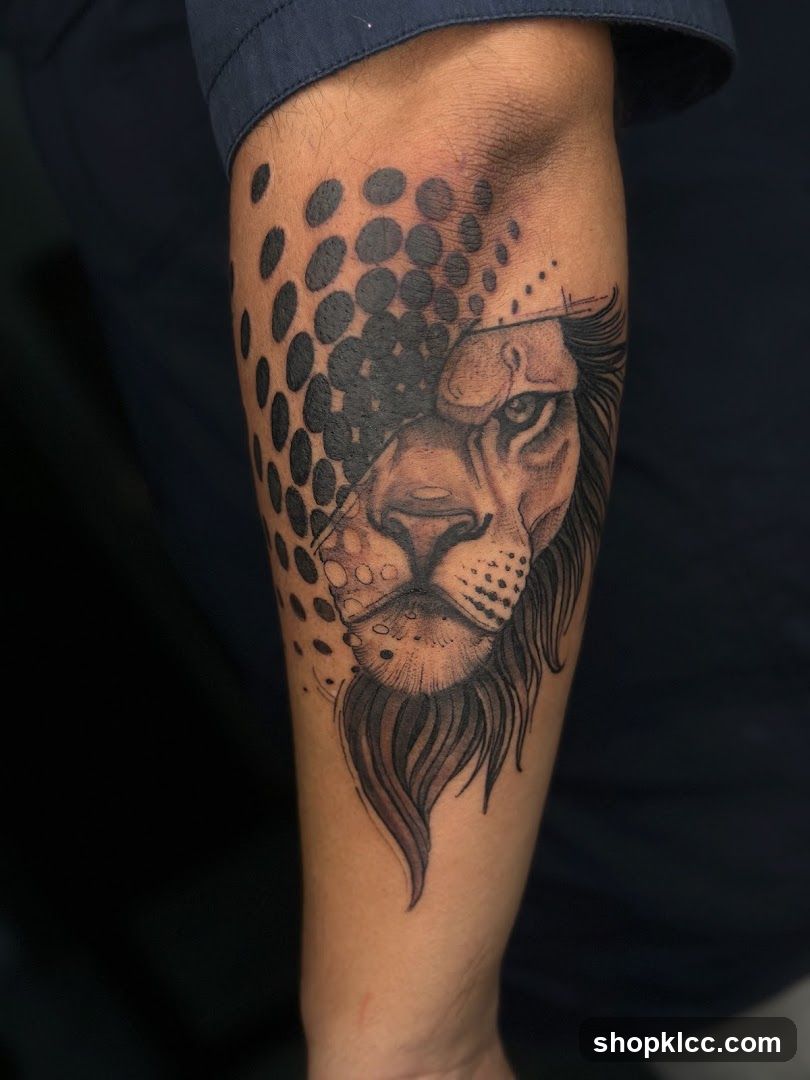 Lion Tattoo on Forearm