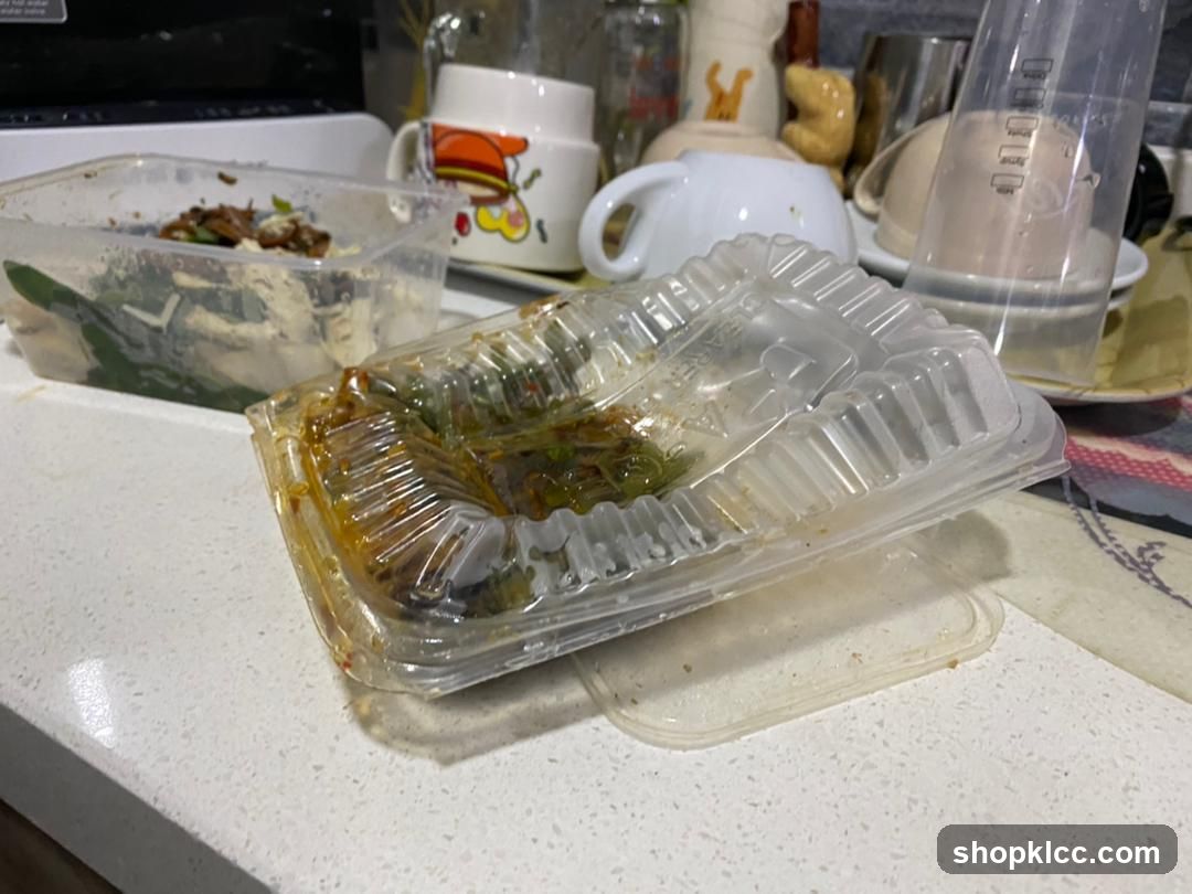Used Food Containers on Kitchen Counter