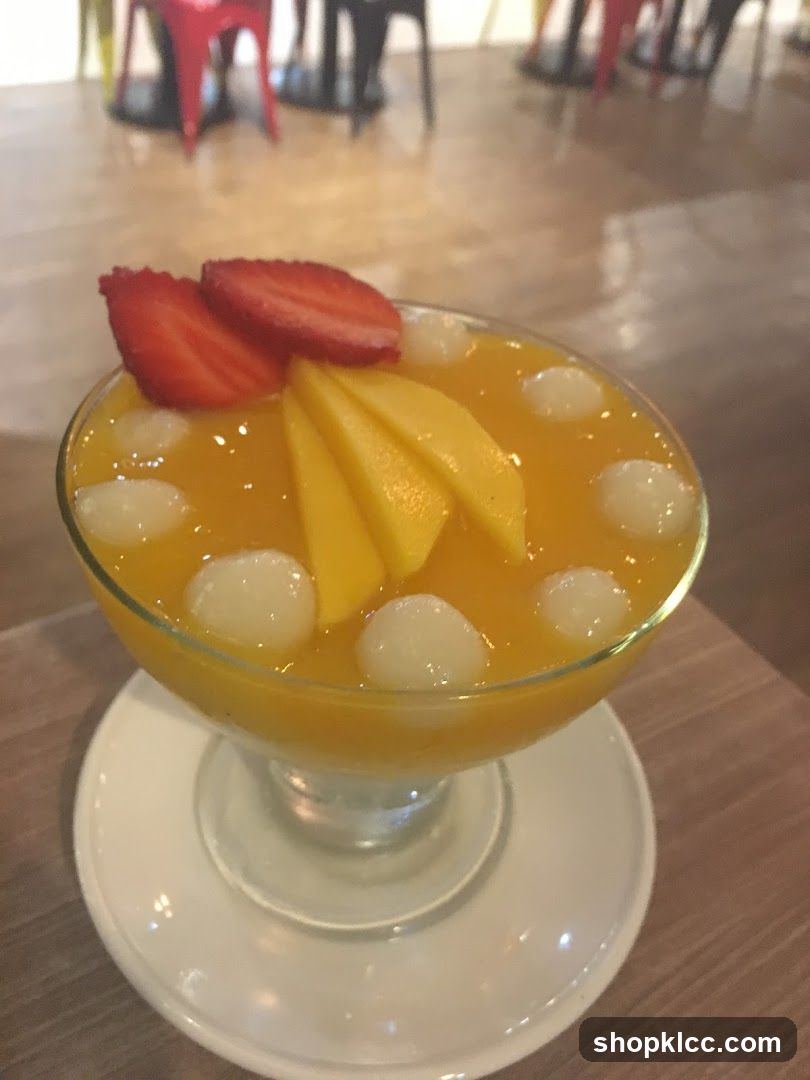Mango Dessert with Strawberries and Taro Balls