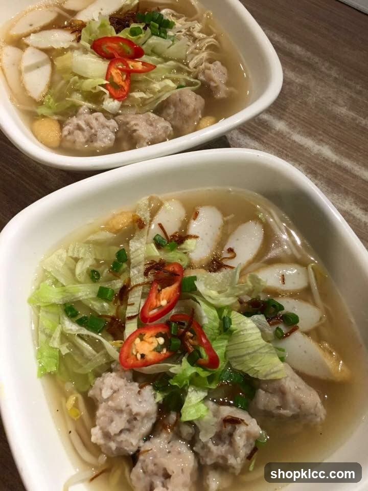 Noodle Soup with Meatballs and Tofu Skin