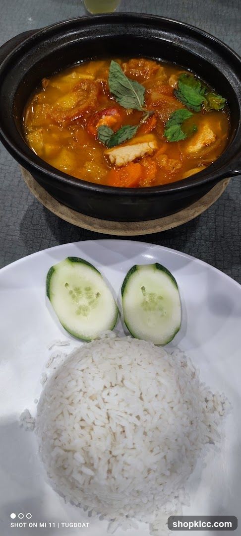 Curry Dish with Rice and Cucumber